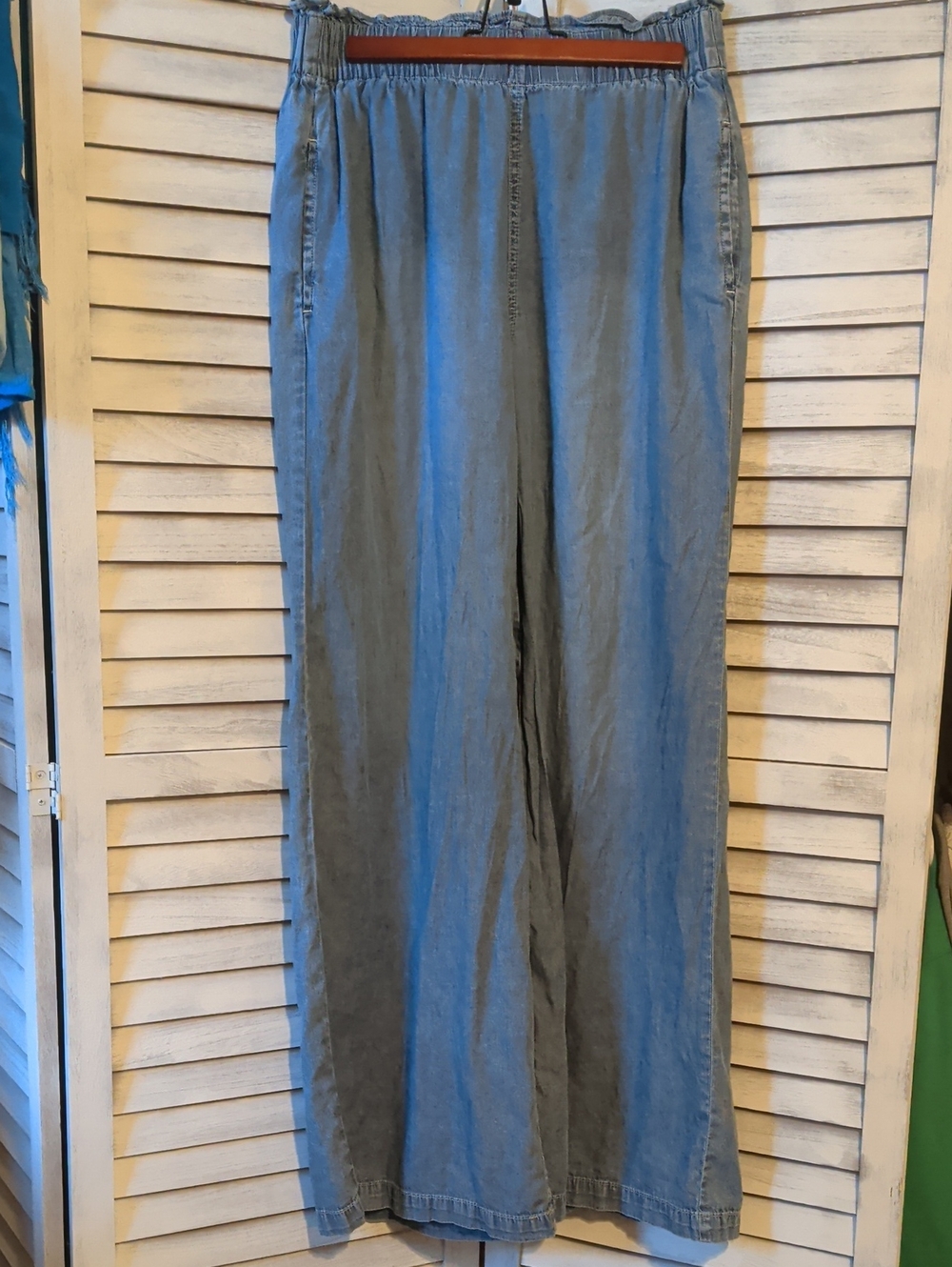 Sincerly Jules Chambray Wide Leg Pants in Light Blue